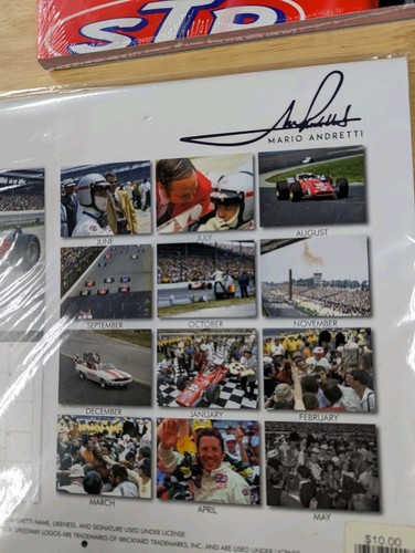 Mario Andretti Indy 500 Lot. Sealed Calendar & Program,Metal Tin w/Cardboard Box - Picture 20 of 22