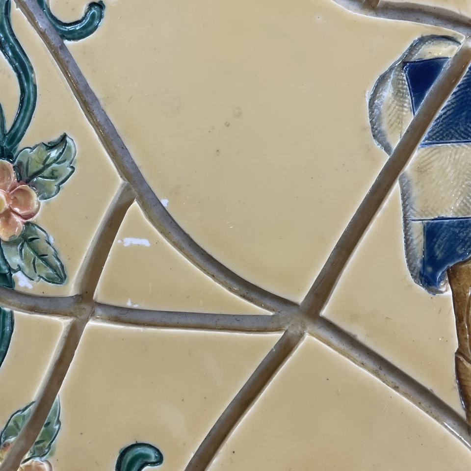 Placa de bienvenida azulejo letrero pintado a mano cerámica hierro marco de montaje usado Foto 3 de 4