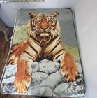 Queen Size Plush Tiger Blanket Realistic Big Cat Print Soft Fleece Throw Bedding