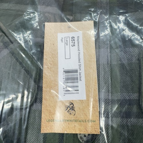 Men's Maplewood Hooded Flannel Shirt Size LG Legendary Whitetails Green Plaid - Picture 4 of 5
