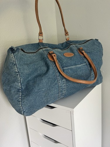 Vintage Gap Seesack extra groß Denim Reisetasche Ledergriff Trageriemen