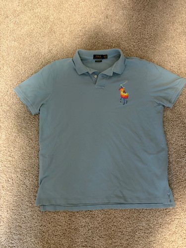 Polo Ralph Lauren Hemd blau Tie Die Pony, nur 2x getragen, Gr. XL Custom Slim - Bild 1 von 4