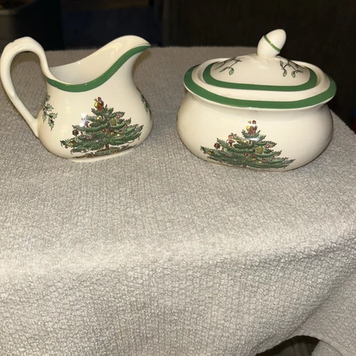 Vintage Spode Christmas Tree Sugar and Creamer S3324B 
