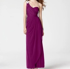 Xscape Formal Evening Gown Elegant One Shoulder Beaded Rhinestone Ruched 10 NEW