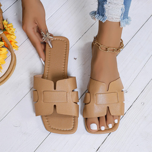 Pantofole donna in pelle nera con tacco a vista, sandali bassi, scarpe da spiaggia - Foto 25 di 26