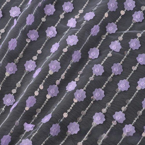 3D Spitze Pailletten Netz Stoff Floral für Kleidung Handwerk Glänzend Tüll Zum Selbermachen Borten - Bild 5 von 15