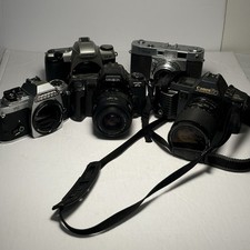 Lot of 5 Vintage Cameras -See Pictures-unknown working condition