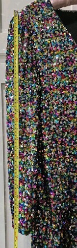 Womens 8 Multicolored Sequined Dress DKNY V-Neck Lined New - Picture 5 of 11