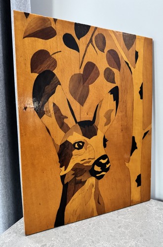 Vintage USSR Wooden Picture « Deer 🦌 “ Soviet Decor Varnished Soviet Decor - Picture 6 of 9