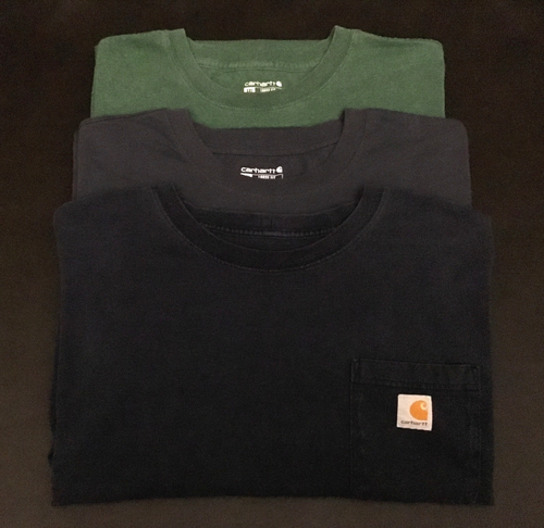 3 Carhartt HERREN KURZARM TASCHE T-SHIRTS 4XL LOCKERE PASSFORM SCHWARZ BLAU GRÜN NEU OHNE ETIKETT