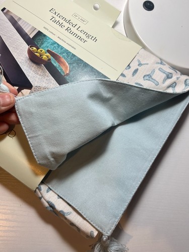 2pk Threshold Extend Length Abstract Print Table Runner: 14"x108" Blue/White b2 - Picture 11 of 12