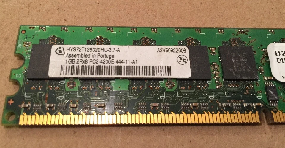 Infineon 1GB Memory PC2-4200E-444-11-A1 DDR2 - HYS72T128020HU-3.7-A - Image 2 of 4