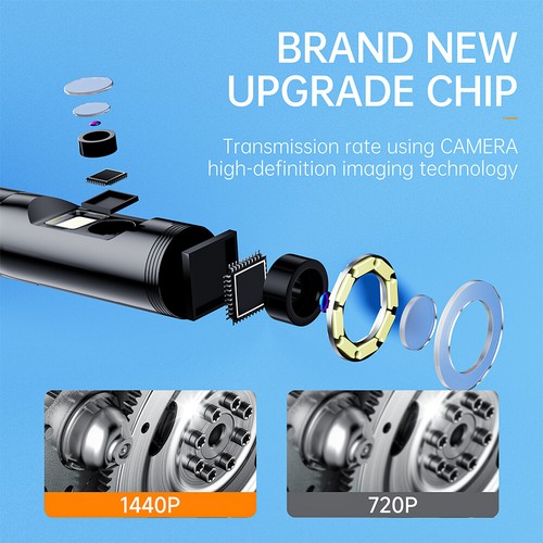 8mm 9 LED 1440P Snake Endoscope Borescope Camera IOS Typc C for Android iPhone - Picture 5 of 18