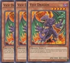 Yugioh - Vice Dragon x 3 - 1st Edition NM - Free Holographic Card
