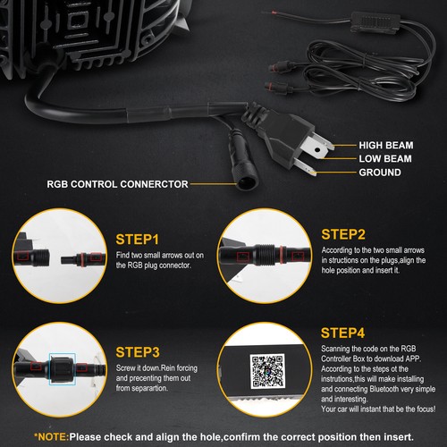4x6" inch RGB Ring Hi/Lo DRL Combo Beam LED Headlights For Chevrolet Monte Carlo - Bild 2 von 9