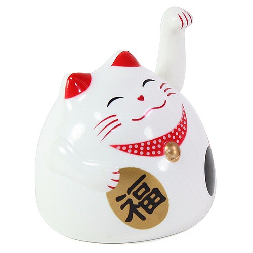 Weiß & Gold winkende Glückskatzen Maneki Neko Spielzeug Wohndeko Geschäftsgeschenk - Bild 5 von 9