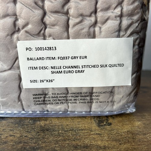 Ballard Designs FQ037 Nelle Channel Stitched Silk Quilted Sham - Euro - Gray - Picture 8 of 12