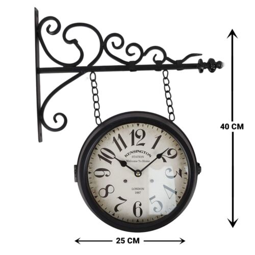 Eson - Retro Classic Vintage Kensington Train Station Clock Black - Picture 3 of 6