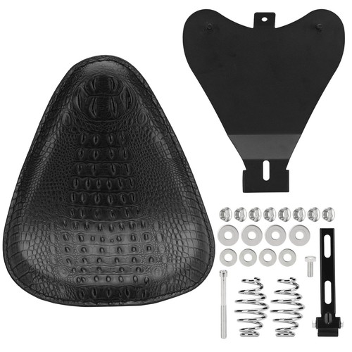 Asiento individual de cuero de cocodrilo con kit de soporte de resorte para Harley Bobber Chopper - Imagen 2 de 16
