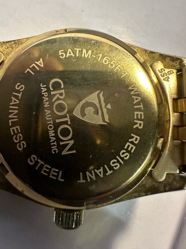 Croton Automatic Casual/Dress Men's Gold Tone Watch 5ATM 165 FT CR307699YLCD - Picture 3 of 13