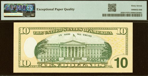 2004A $10 Federal Reserve Note PMG 67EPQ - Fancy Repeater Serial Number 00900090 - Picture 3 of 3
