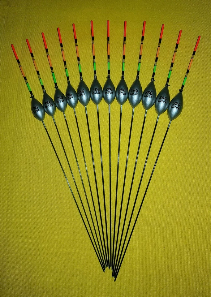 SRG POLE FLOATS 12 x verschiedene hochwertige Angelruten (Pack 320M12)