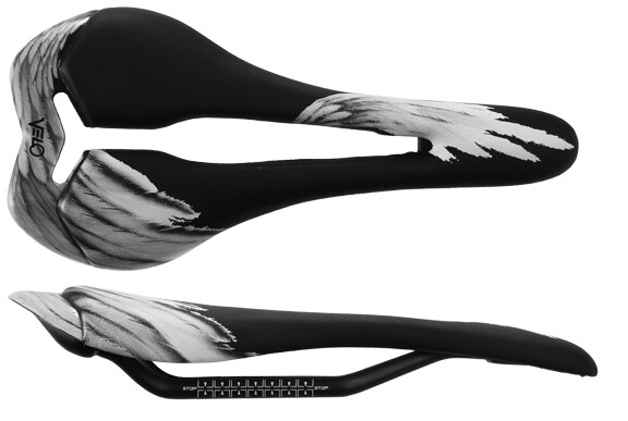 Velo Saddles Angel Glide carbon saddle, carbon rail - blk wht Velo Saddles Angel Glide carbon saddle, carbon rail - blk wht