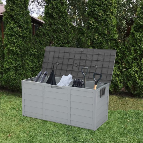 75gal 260L Outdoor Garden Plastic Storage Deck Box Chest Tools Lockable Seat - Picture 5 of 11