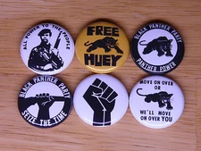Black Panther 6 buttons pins badges black power 60s panther party 