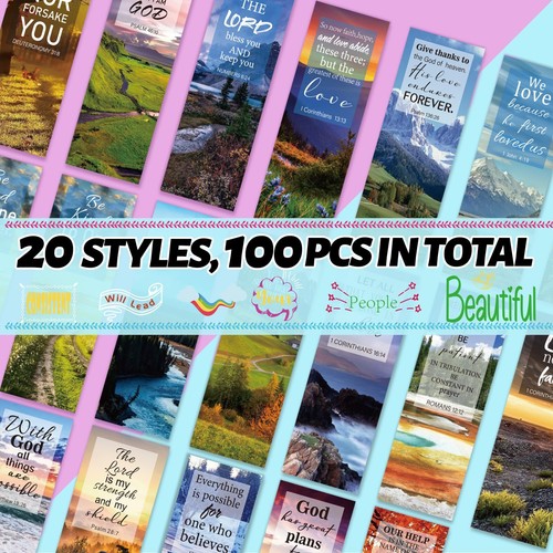 100 Pack Christian Bible Bookmarks Religious Scripture Markers for Church - Picture 6 of 7