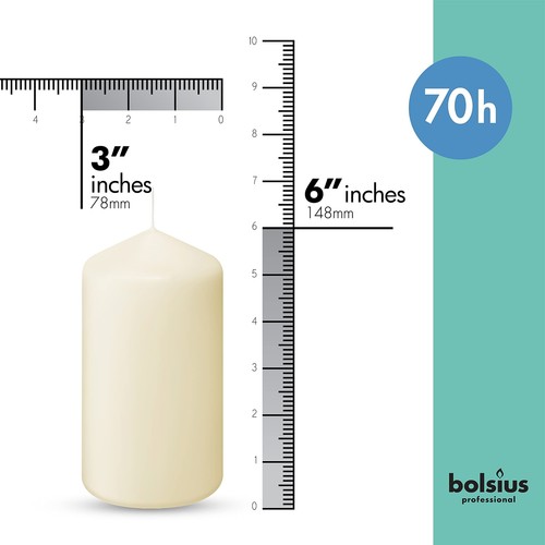 BOLSIUS 6 Ivory Pillar Candles Bulk - 3x6 Inches Candle Set - 70+ Hours Clean... - Picture 2 of 9
