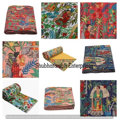 Exclusive Frida Khalo Kantha Quilts Bohemian Queen Floral Printed Reversible Bedspread Indian Bedding Quilts Blanket Handmade Coverlets Quilt