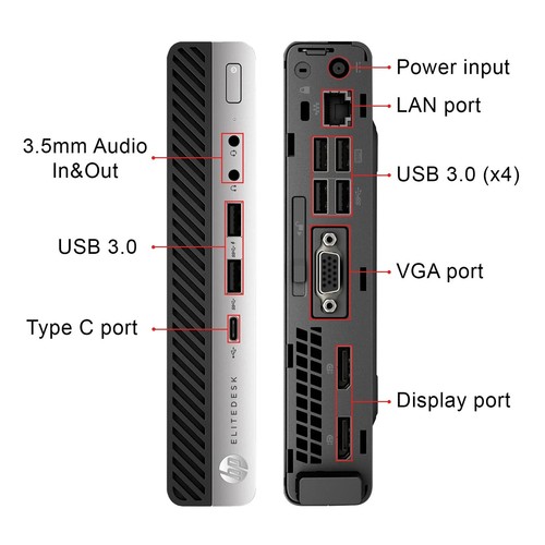 HP EliteDesk800 G3 Mini i5-6500 3.20GHz,Up to 16GB RAM,Up to 1TB SSD,Winsows 11 - Afbeelding 4 van 6