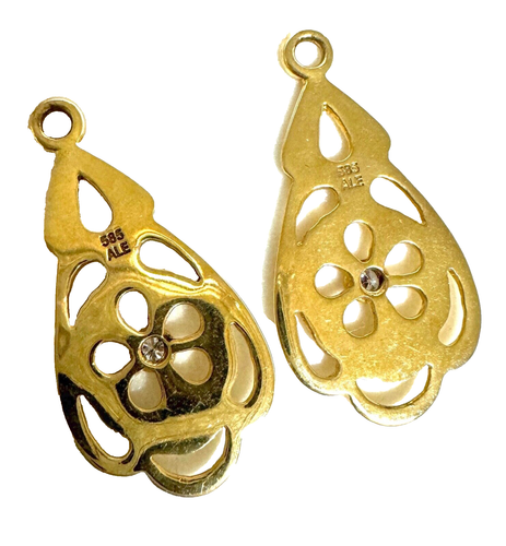 PANDORA  14K GOLD DIAMOND FLOWER EARRINGS 250411D RARE RETIRED - Picture 4 of 7