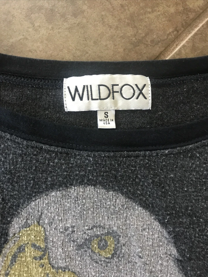 Camisa Wildfox EE. UU. Águila Patriótica Gráfica Mujer Manga Larga Negra Gris Talla Pequeña Foto 4 de 4