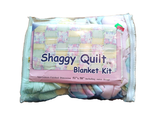 2005 David Textiles SHAGGY QUILT fleece baby girl blanket kit 51x58” fleece NEW