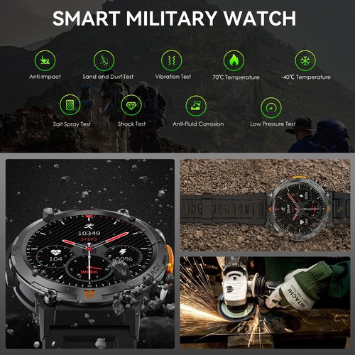 Smart Watch For Men Bluetooth Call With Flashlight Sports GPS Tracker Waterproof - 第 7/23 張圖片