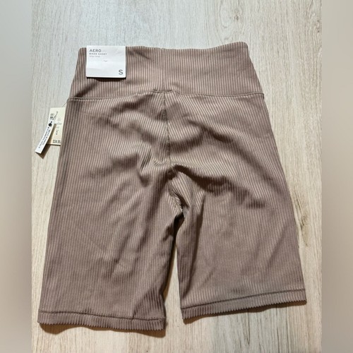 Aeropostale gerippte hoch geschnittene Crossover Damen Fahrrad Shorts Größe Small braun - Bild 7 von 7