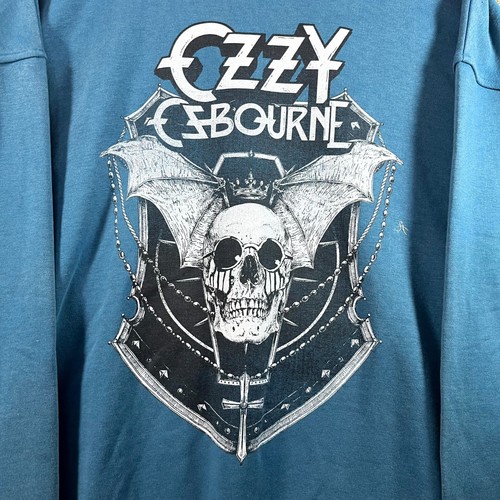 Ozzy Osbourne Skull Bat Wings Sweatshirt Men's 2XL Blue Long Sleeve Pullover - Picture 2 of 10