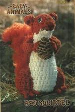 NEW RED SQUIRREL 6" ANNIE'S BABY ANIMALS DIGEST SIZE CROCHET PATTERN LEAFLET