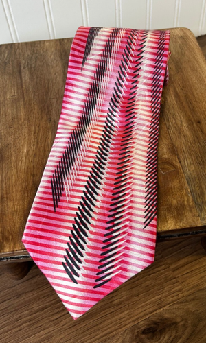 STEVEN LAND 2516 Mens Pink / Gray / White 100% Silk Necktie