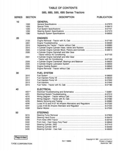 Libro de taller de reparación manual de servicio de tractor Case 585, 685, 595 - Imagen 2 de 24