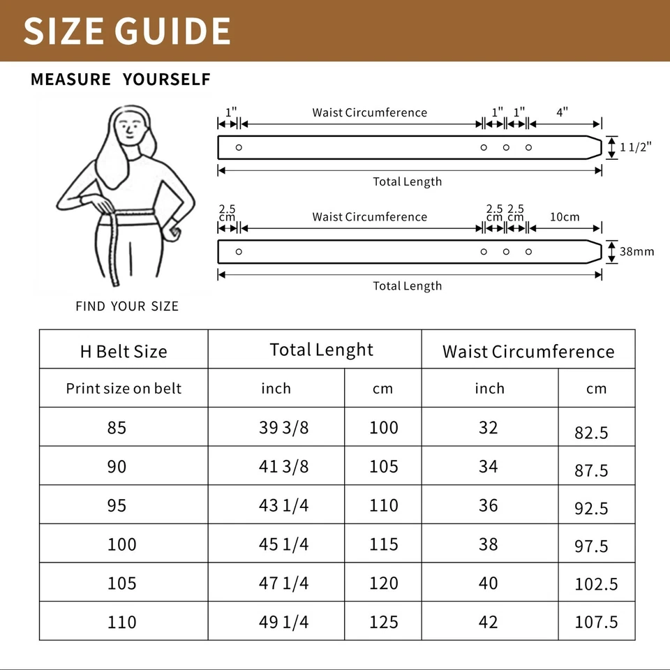 H Full Grain Cow Leather Belts Replacement Belt Strap without Buckle 38mm Wide - Image 3 of 4