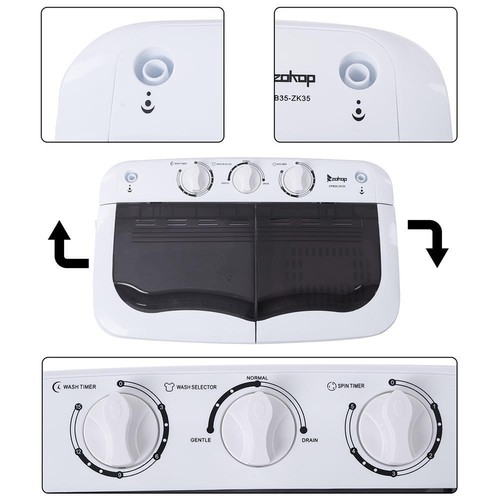 Zokop Electric 14.3lbs Compact Semi-Automatic Washing Machine Apartment Spin Dry - Picture 10 of 12