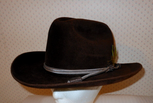 Vintage Knox Roundup Collection Cowboy Western Hat Size 7 1/4 Rope Feather Ban - Picture 2 of 11