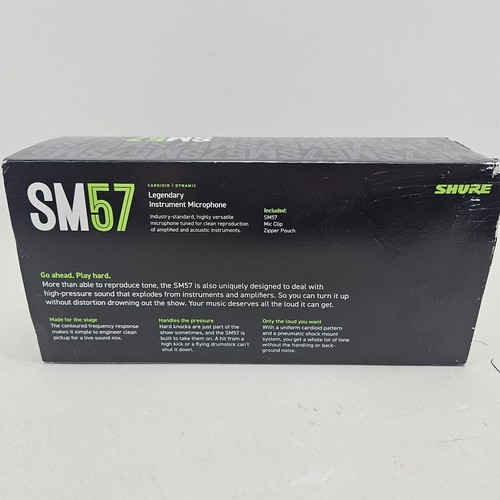 Shure SM57-LC Cardioid Wired Dynamic Instrument Microphone w/ Clip & Storage Bag - Picture 3 of 9