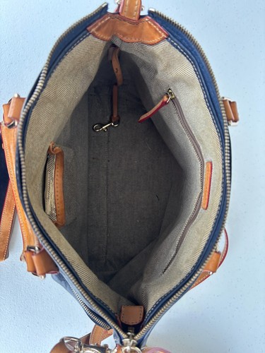 Dooney & Bourke Navy Leather Satchel Bag with Matching Pouch - Classic Trim - Picture 10 of 24