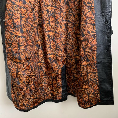 Cappotto pelle donna vintage senza marchio nero bottoni tasche lunghezza media foderato PS - Foto 9 di 11