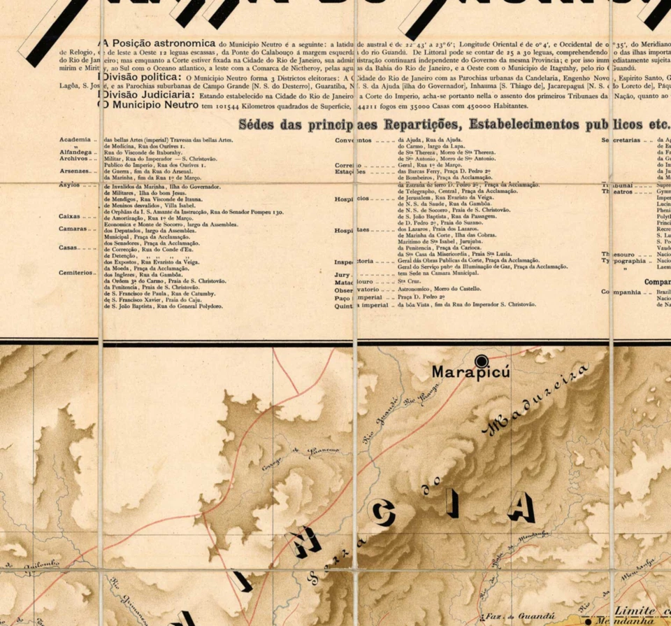 1898 Mapa Río de Janeiro se convierte en un municipio neutral arte de pared póster decoración Foto 2 de 3