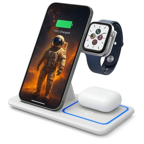 Wireless Charger For iPhone Apple Watch & AirPods 3 in 1 Wireless Charger Stand - Picture 14 of 19